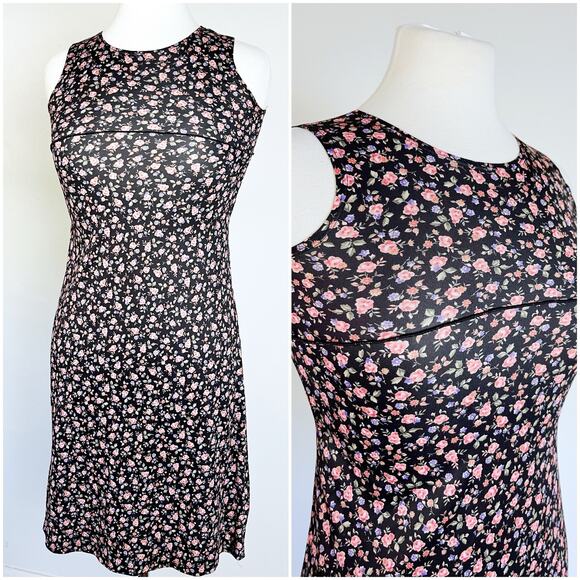Vintage 90s‎ Floral Grunge Stretchy Mini Dress by Kathy of California // Size XS - Picture 1 of 4